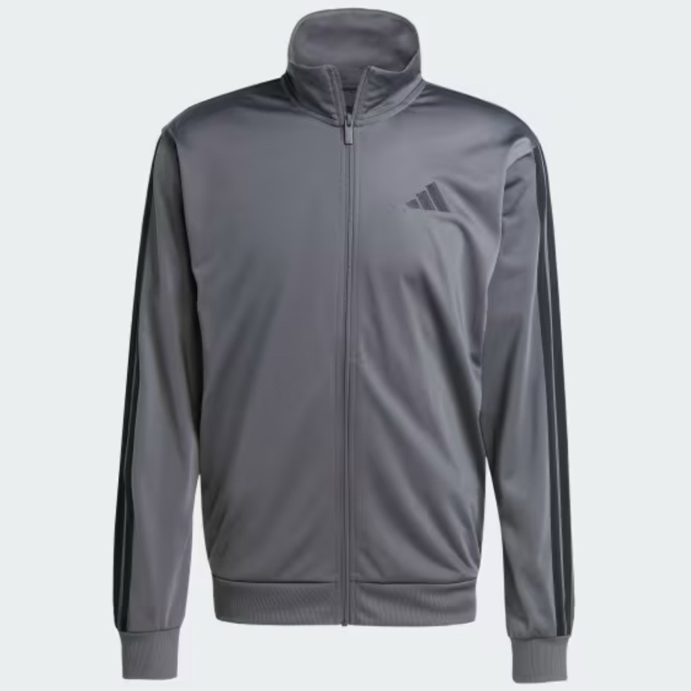 🆕 Adidas Men’s 3-Stripes Tricot Regular Sportswear Track Jacket. Grey/Black, 2XL